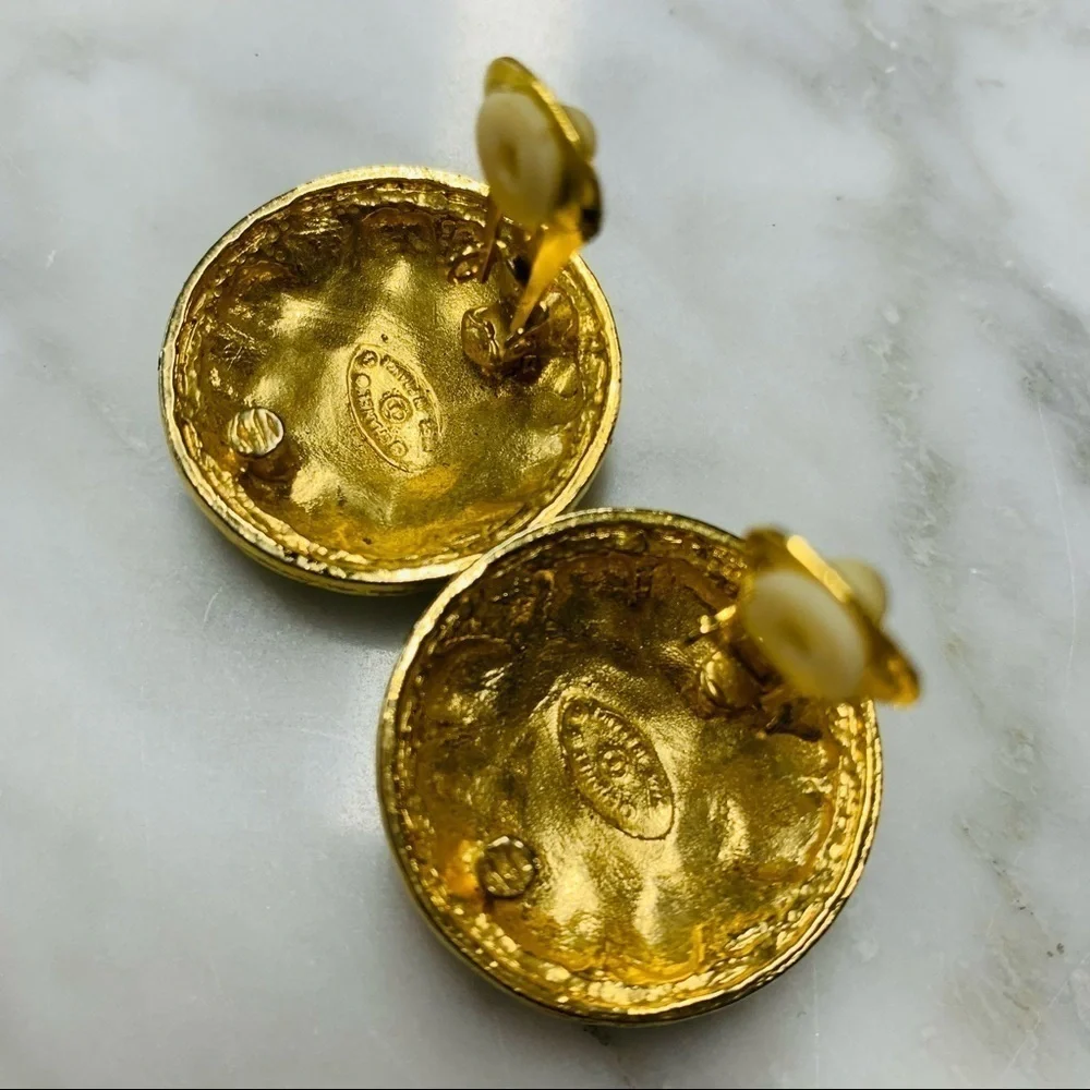 Chanel Costume Gold Clip On Earrings